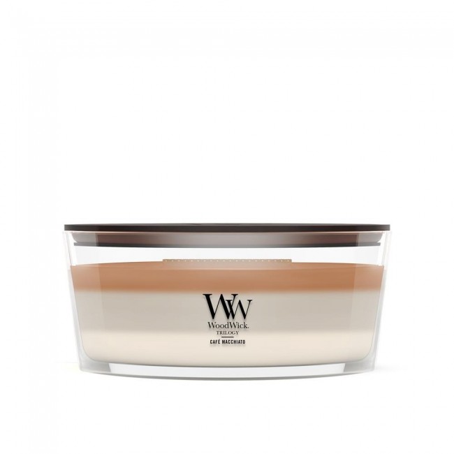 WoodWick Caf Macchiato wax candle Ellipse Coffee White, Brown 1 pc(s)