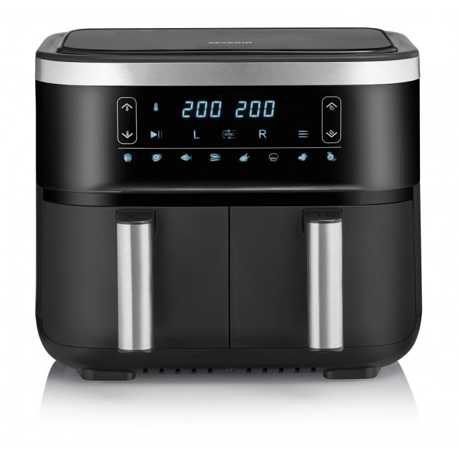 Severin FR 2453 fryer Double 3.25 L Stand-alone 2850 W Hot air fryer Black, Silver
