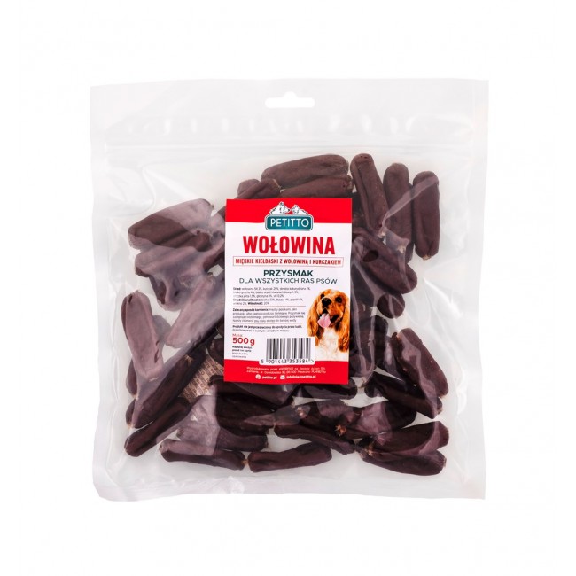 PETITTO Soft beef sausages - dog treat - 500g