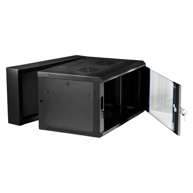 Extralink Rackmount cabinet 6U 600x600 AZH Black wall mounted, swing type