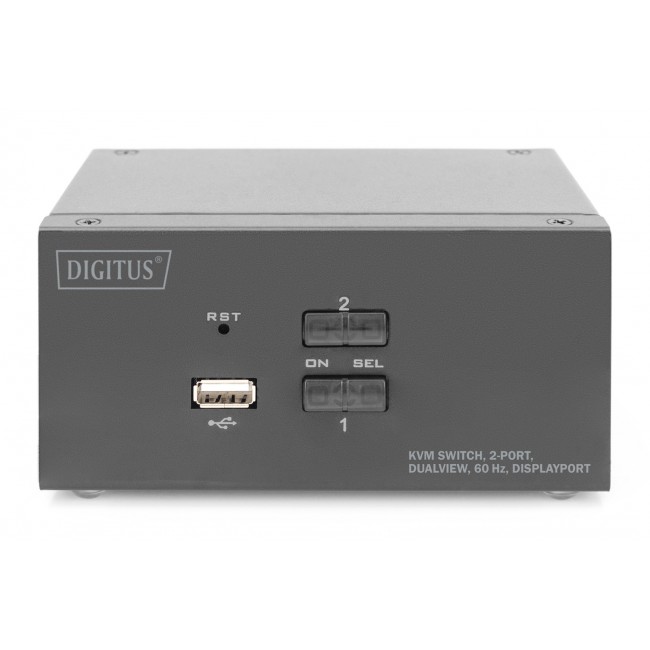Digitus KVM Switch, 2-Port, Dual Display, 4K, DisplayPort 