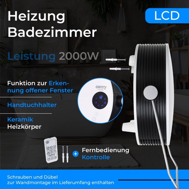 Camry | CR 7747 | Bathroom heater | 2000 W | Number of power levels 2 | White | IPX 2