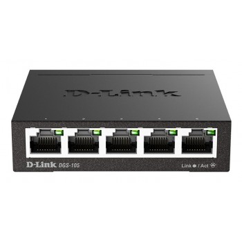 D-Link DGS-105 Unmanaged L2 Gigabit Ethernet (10/100/1000) Black
