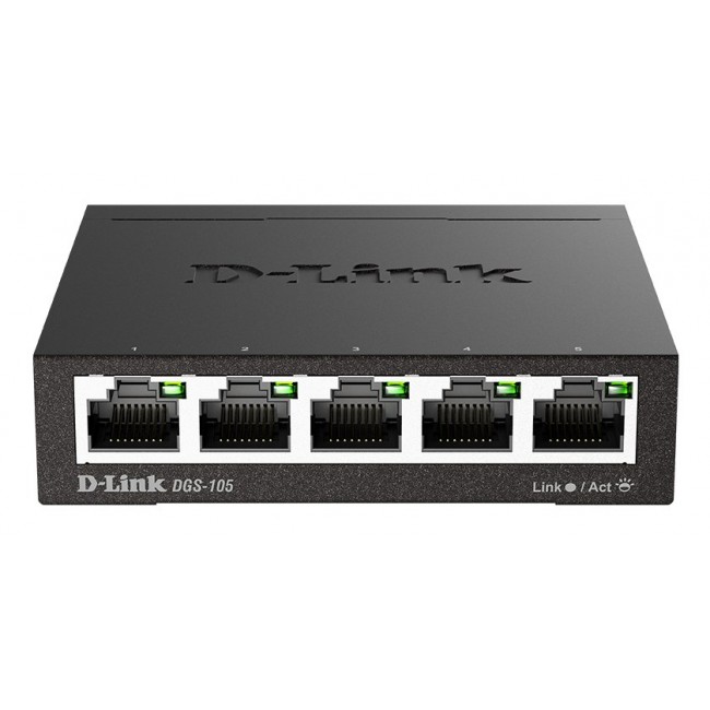 D-Link DGS-105 Unmanaged L2 Gigabit Ethernet (10/100/1000) Black D-Link DGS-105 Unmanaged L2 Gigabit Ethernet (10/100/1000) Black