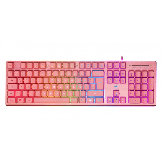 Deltaco Gaming GAM-021-RGB-P-DE keyboard USB QWERTZ German Pink