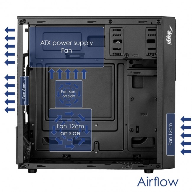 Akyga Obudowa Micro ATX AK19BK USB-C + USB 3.0 + 2x USB 2.0 czarna bez PSu Micro Tower Black