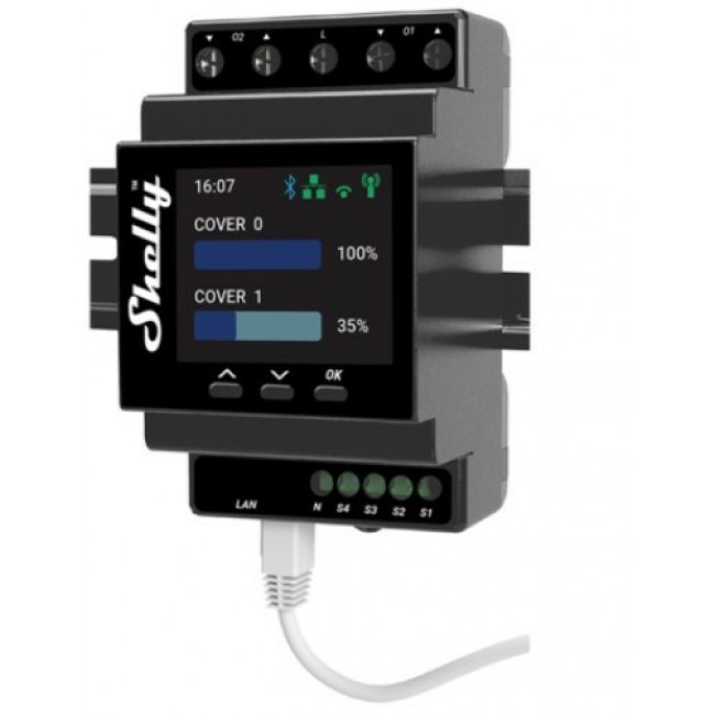 Shelly Pro Dual Cover / Shutter PM electrical relay Black Shelly Pro Dual Cover / Shutter PM electrical relay Black