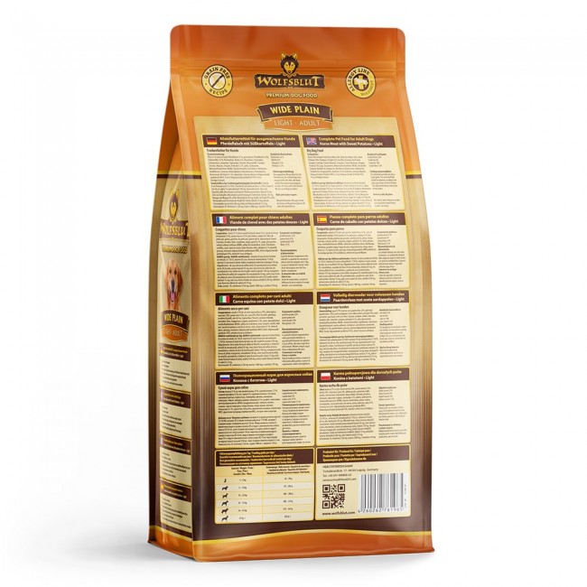WOLFSBLUT Wide Plain Light Horse with sweet potatoes - dry dog food - 2kg