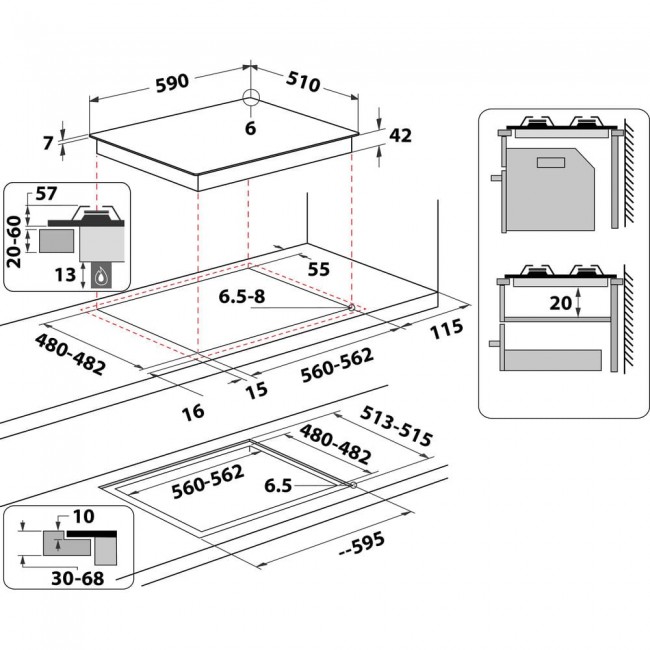 Whirlpool AKTL 629/NB1 White Built-in 59 cm Gas 4 zone(s) Whirlpool AKTL 629/NB1 White Built-in 59 cm Gas 4 zone(s)