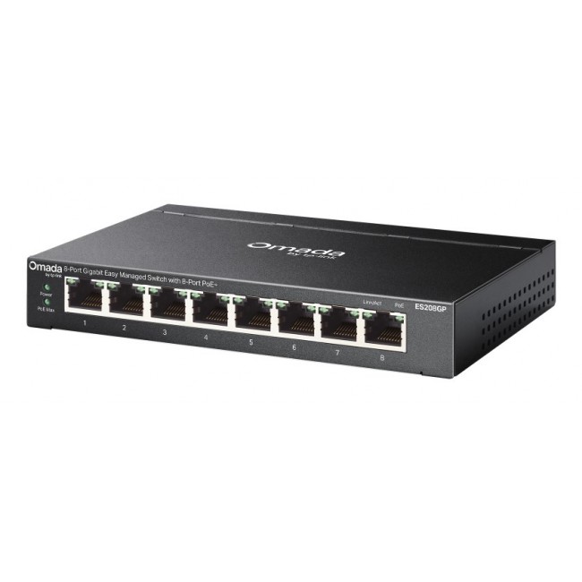 TP-Link Omada ES208GP network switch Managed L2 Gigabit Ethernet (10/100/1000) Power over Ethernet (PoE) DIN rail Black