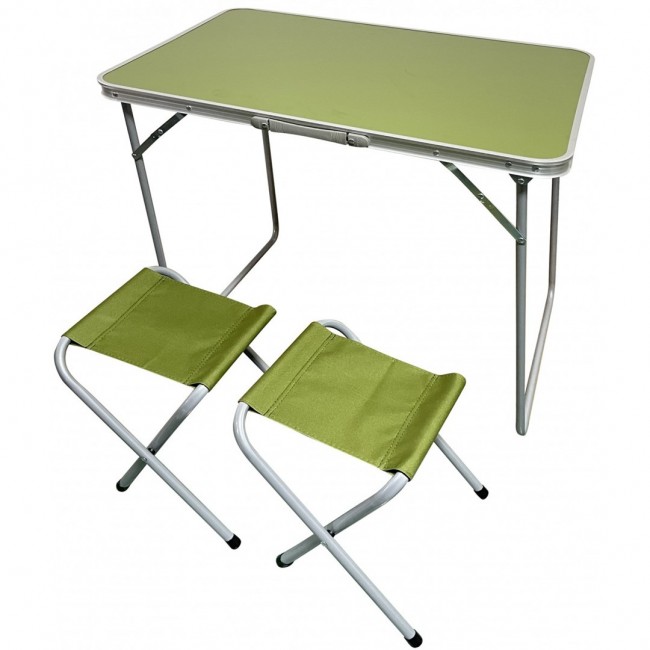 Enero folding camping hiking table 80 x 60 x 70 cm + two chairs green Enero folding camping hiking table 80 x 60 x 70 cm + two chairs green