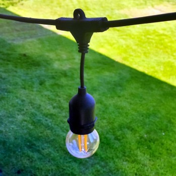 Garden garland V-TAC VT-713 15 m rope, 15 bulb holders E27 rubber + socket IP54 (SKU 3673) Black