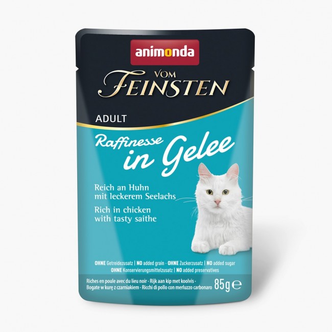 ANIMONDA Vom Feinsten Adult Raffinesse in Jelly rich in Chicken with Black Pollock - wet food for cats - 85g