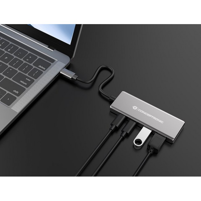 Conceptronic HUBBIES15G interface hub USB 3.2 Gen 2 (3.1 Gen 2) Type-C 10000 Mbit/s Grey
