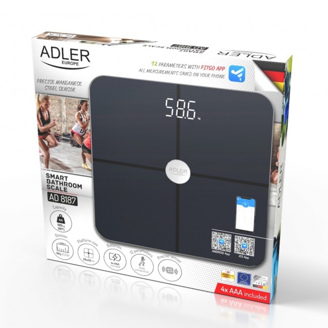 ADLER 8187b black bathroom scales