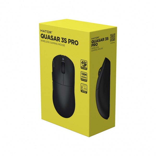 HATOR Quasar 3S Pro Wireless mouse Gaming Right-hand RF Wireless + Bluetooth + USB Type-C Optical 30000 DPI