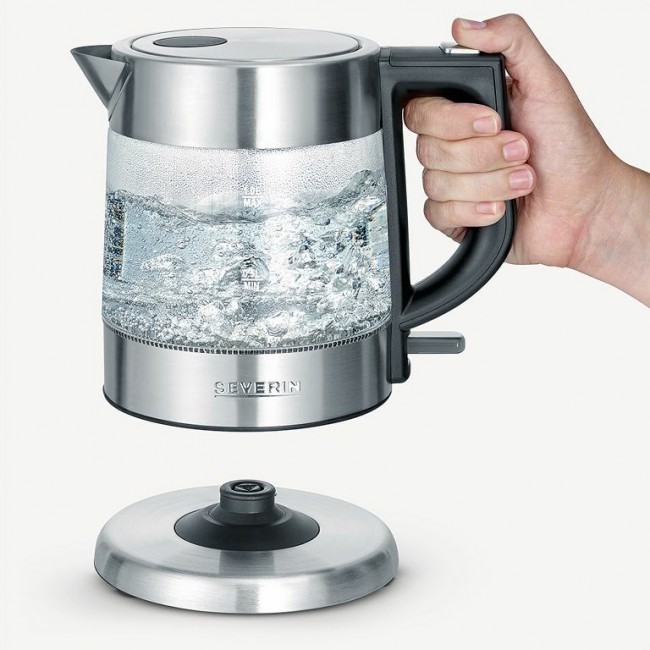 Severin WK 3468 electric kettle 1 L 2200 W Black, Stainless steel, Transparent