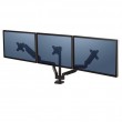 Fellowes Platinum Series Triple Monitor Arm - Monitor Mount for Three 7KG 27 Inch Screens - Adjustable Triple Monitor Desk Mount - Tilt 45 Pan 180 Swivel 360 Rotation 360 , VESA 75 x 75/100 x 100 - Black
