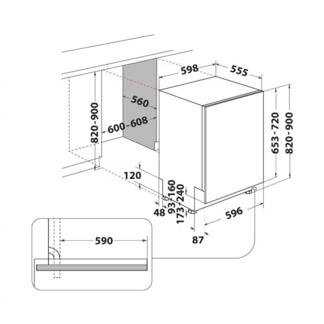 Built-in dishwasher Whirlpool W2I HD524 AS