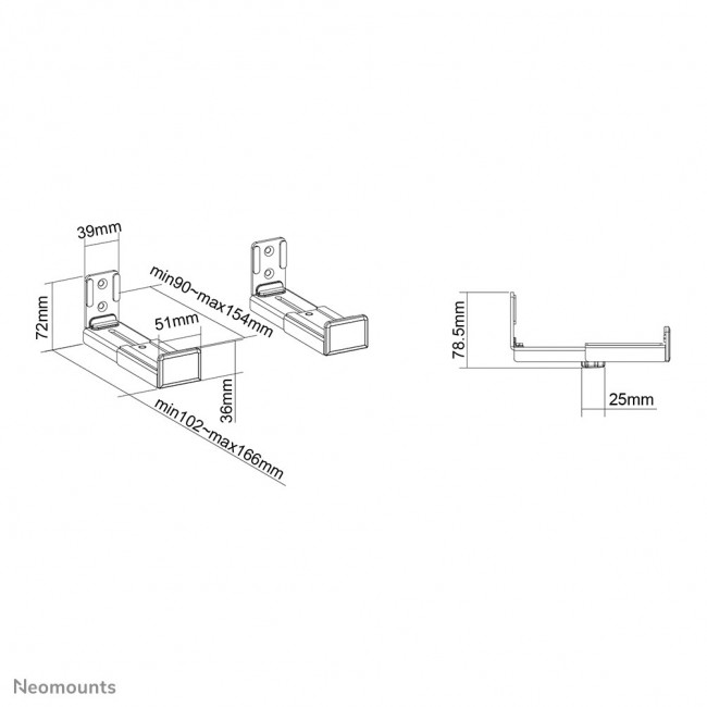 Neomounts AWL29-550BL1 Videobar/soundbar holder wall - max 15 kg - universal Neomounts AWL29-550BL1 Videobar/soundbar holder wall - max 15 kg - universal