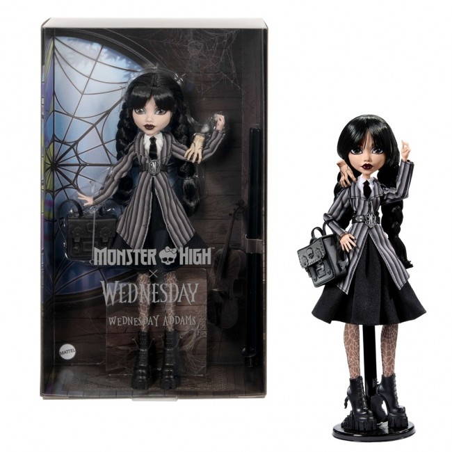 Monster High Wednesday Collectible Doll, Wednesday Addams in Nevermore Academy Uniform with Thing Monster High Wednesday Collectible Doll, Wednesday Addams in Nevermore Academy Uniform with Thing