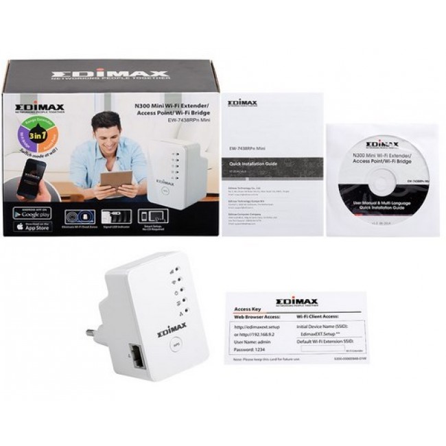 Edimax EW-7438RPN Mini 300 Mbit/s White Edimax EW-7438RPN Mini 300 Mbit/s White