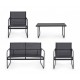 Extralink BLACK FOREST ZESTAW MEBLI OGRODOWYCH TEKSTYLEN DWA KRZESLA + LEZANKA + STOLIK ROZKLADANY CZARNY L-0358 outdoor furniture set