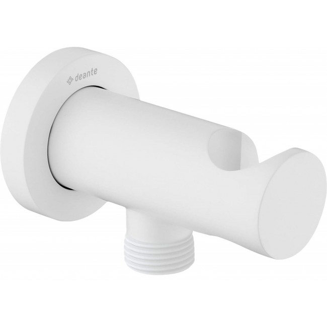 Round angled connector with handset holder Round angled connector with handset holder
