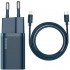 Baseus Super Si Power charger with USB-C to Lightning cable 20W Blue