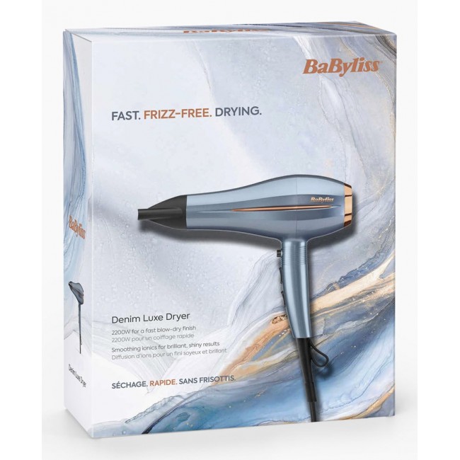 BaByliss Denim Luxe hair dryer 2200 W Blue, Copper