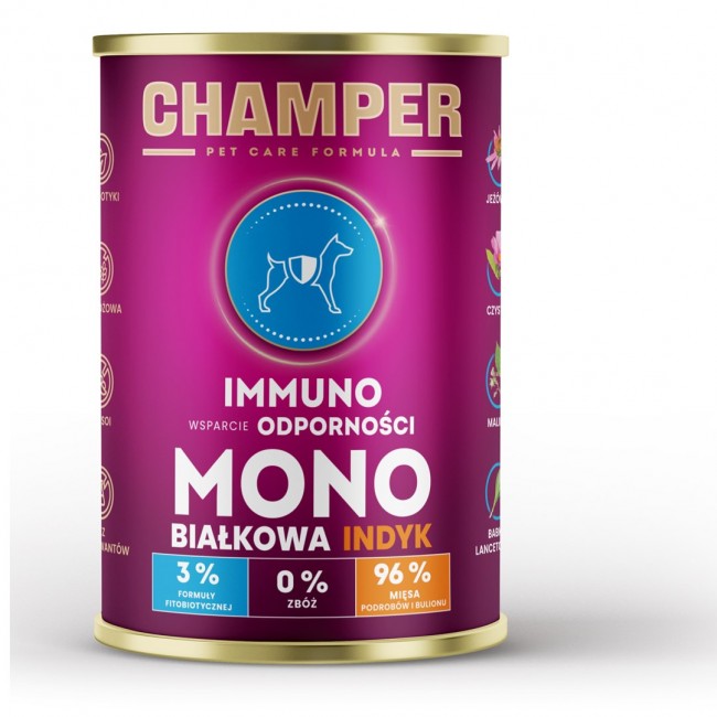 CHAMPER Immuno Monoprotein Turkey - wet dog food - 400g CHAMPER Immuno Monoprotein Turkey - wet dog food - 400g