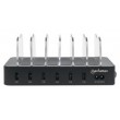 Manhattan Charging Station, 6x USB-A Ports, Outputs: 6x 2.4A, Smart IC, LED Indicator Lights, Black, Three Year Warranty