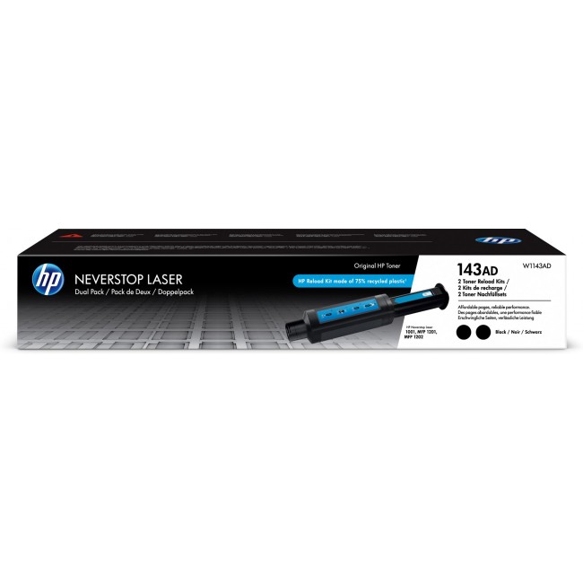 HP 143AD Dual Pack Black Original Neverstop Toner Reload Kit HP 143AD Dual Pack Black Original Neverstop Toner Reload Kit