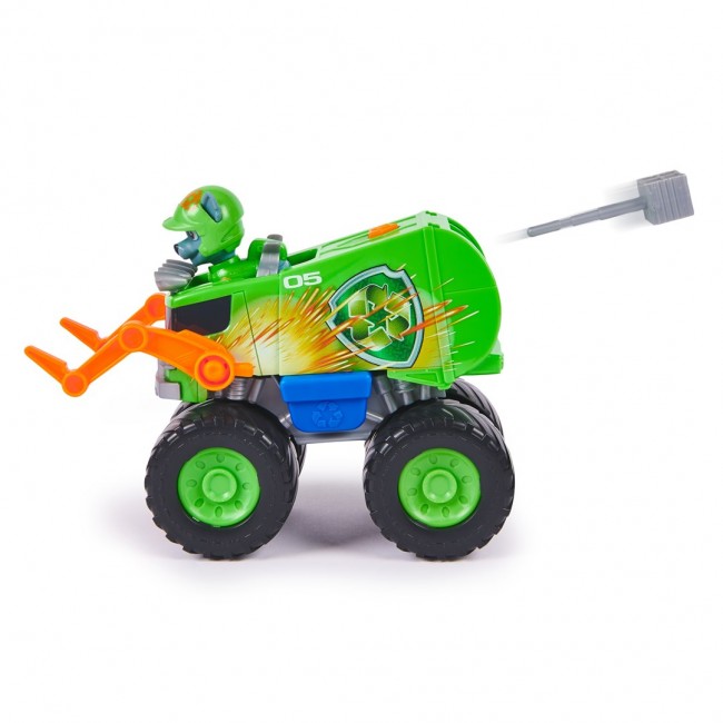 PAW Patrol : Rescue Wheels Rocky s Recycle Truck, Toy Truck with Projectile Launcher and Collectible Action Figure, Kids Toys for Boys & Girls Ages 3+