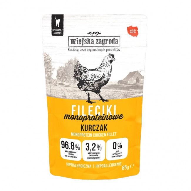 WIEJSKA ZAGRODA Chicken Monoprotein Fillets wet food for cats 85g
