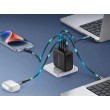 Conceptronic 4-Port 100W GaN USB PD Charger with USB-C Charging Cable, USB-C x 3, USB-A x 1, QC 3.0, PPS