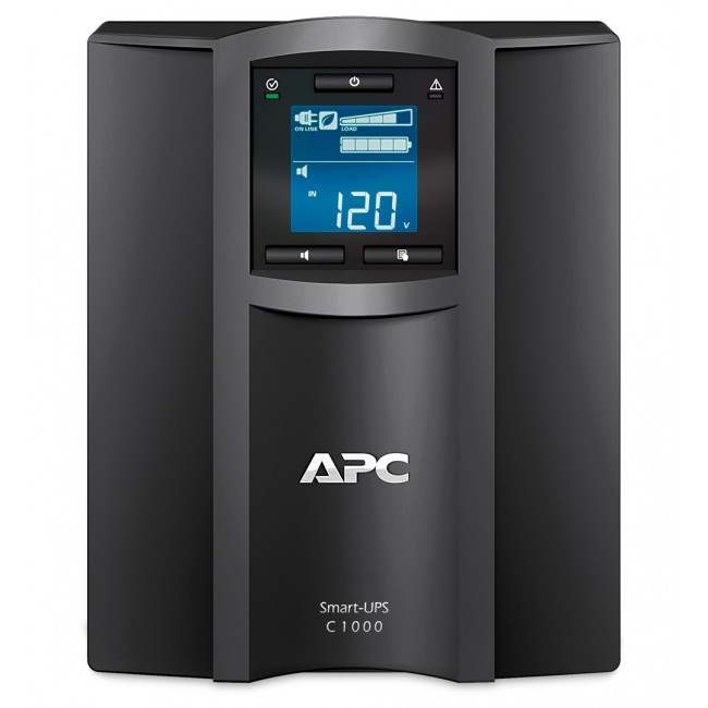 APC Smart-UPS C, Line Interactive, 1000VA, Tower, 230V, 8x IEC C13 outlets, SmartConnect port, USB and Serial communication, AVR, Graphic LCD
