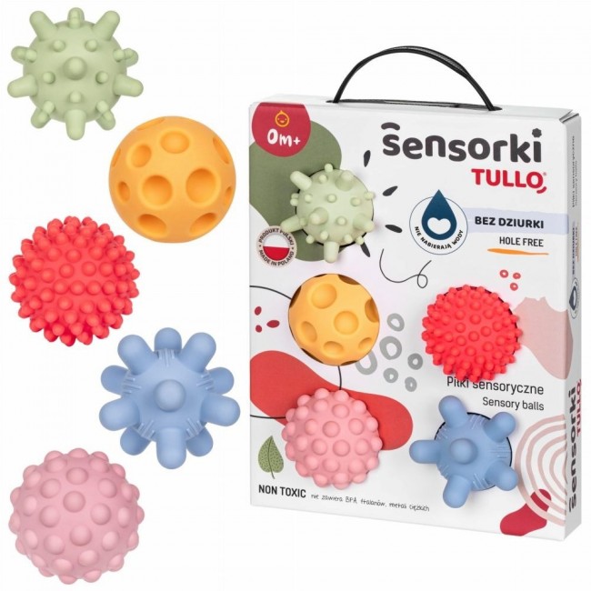 Sensory balls without holes TULLO pastel, 5 pcs Sensory balls without holes TULLO pastel, 5 pcs