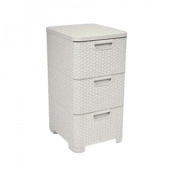 CURVER Rattan 206314 Storage Unit with 3 14 L Drawers, Cream