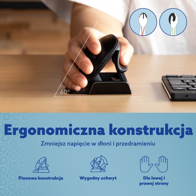 R-Go Tools Ergonomic mouse R-Go Twister, with break software, ambidextrous mouse for both hands, foldable, bluetooth and wired