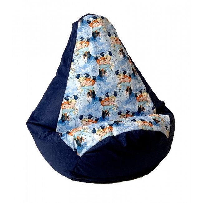 Sako bag pouffe pear print navy blue - Frozen L 105 x 80 cm