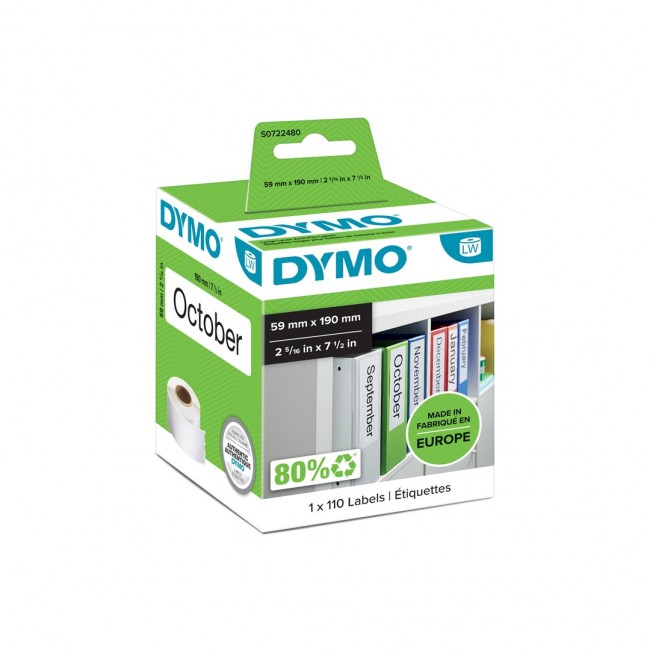 DYMO Large Lever Arch File Labels- 59 x 190 mm - S0722480 DYMO Large Lever Arch File Labels- 59 x 190 mm - S0722480