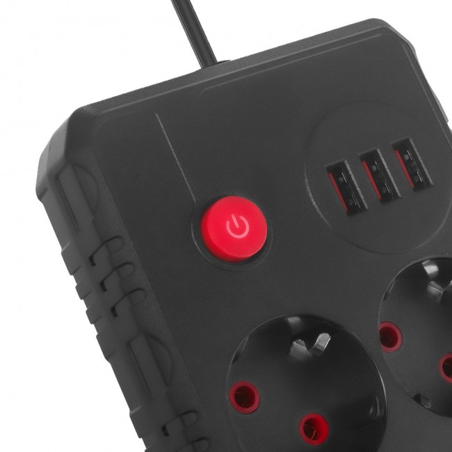 Maclean power strip, extender 2 sockets + 3xUSB, 110-240V AC 50/60Hz, 2.1A max 2500W, 1.5m, black, MCE387 B Maclean power strip, extender 2 sockets + 3xUSB, 110-240V AC 50/60Hz, 2.1A max 2500W, 1.5m, black, MCE387 B