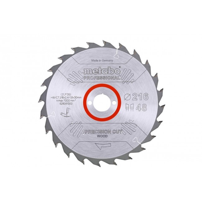 METABO CIRCULAR SAW BLADE HW/CT 216x30x48z PRECISION CUT WOOD PROFESSIONAL