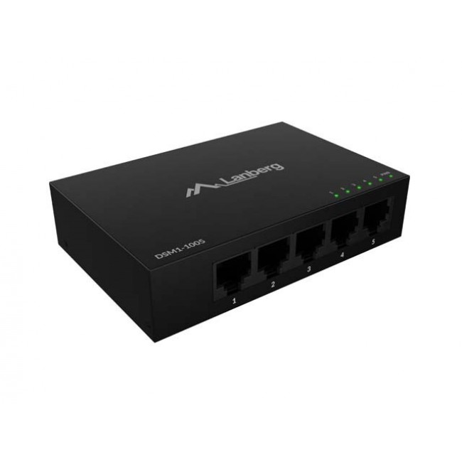 LANBERG DSM1-1005 SWITCH 5X 1GB/S UNMANAGED GIGABIT ETHERNET DESKTOP 12V (METAL CASE)