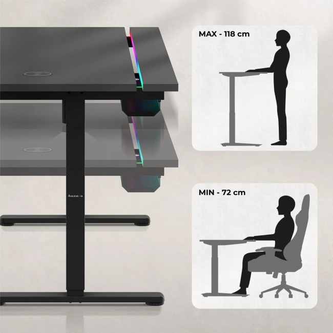 Huzaro Hero 8.7 RGB Electric Gaming Desk Black