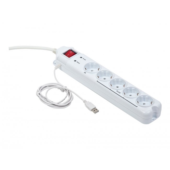 Gembird PCW-MS2G surge protector White 5 AC outlet(s) 250 V 1.8 m