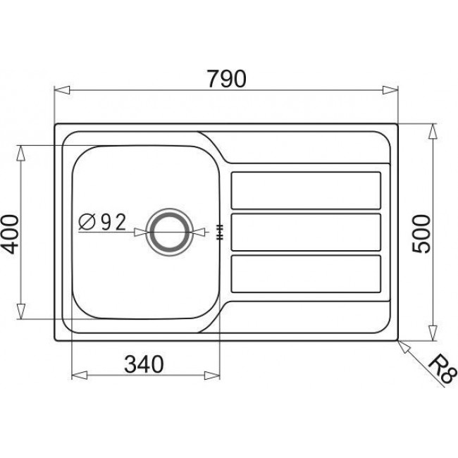 Pyramis Athena (79X50) 1B 1D 100180101 Steel sink with drainer, linen, silver Pyramis Athena (79X50) 1B 1D 100180101 Steel sink with drainer, linen, silver