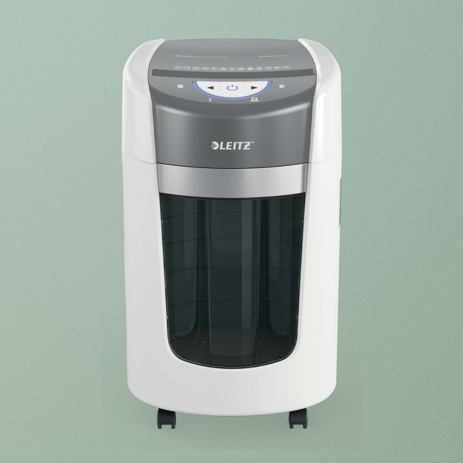 Leitz IQ OptiMax Home Office 225 Micro Cut Paper Shredder Security P5 15L - White Leitz IQ OptiMax Home Office 225 Micro Cut Paper Shredder Security P5 15L - White