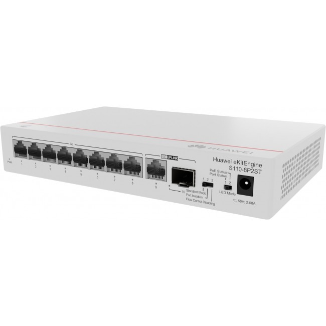 HUAWEI eKit S110 Series S110-8P2ST Unmanaged L2 Gigabit Ethernet (10/100/1000) Power over Ethernet (PoE) Grey